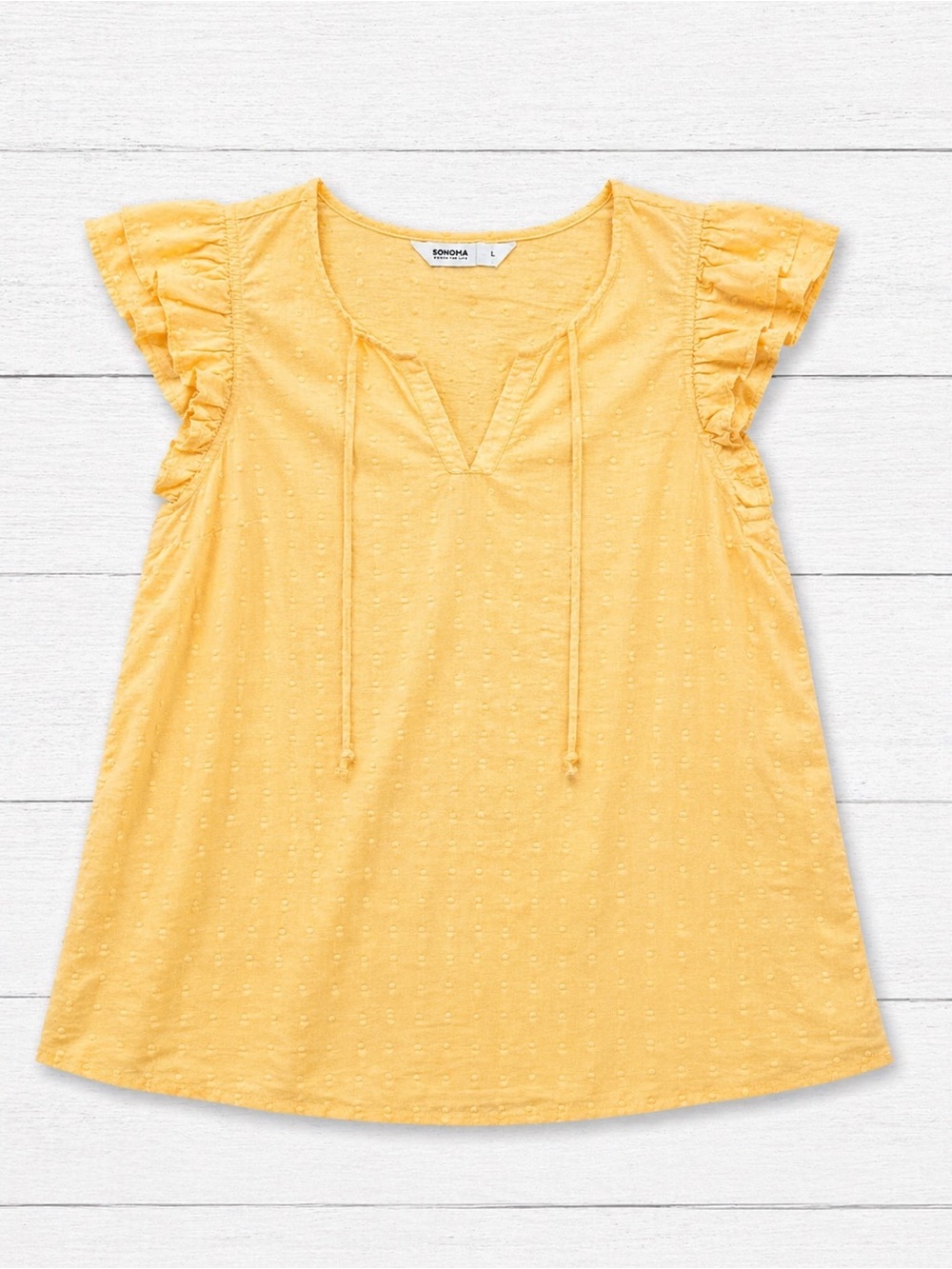 Universal Thread Mustard Yellow Flutter Sleeve Top Small Boho Summer Cottagecore